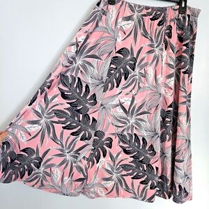 5/$30 NTouch Stretchy Textured Pink/Navy Blue Monstera Jungle Leaf Skirt Size 1X